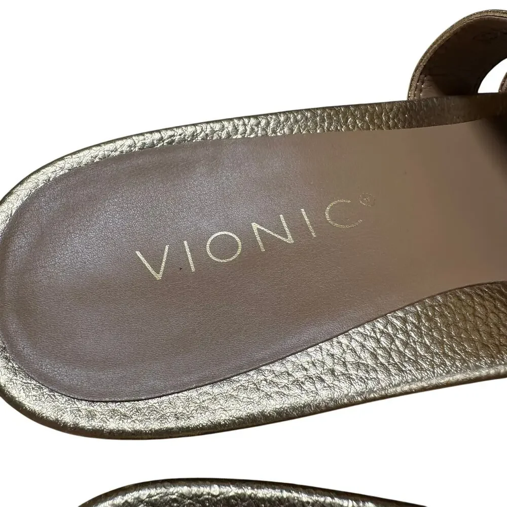 Vionic Glendora Gold Leather Sandal Women's Size 8.5 Excellent Used Condition